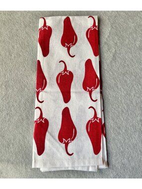 Room Essentials Chili Pepper Print Cotton Dish Towel 25" X 15.5" Red & White